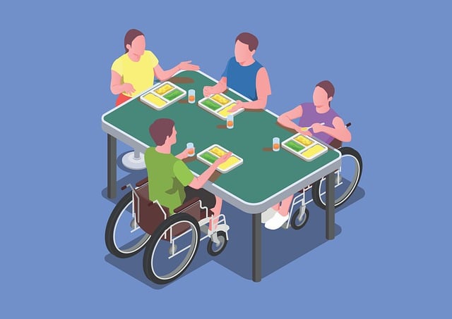 graphic of people with disabilities at a table